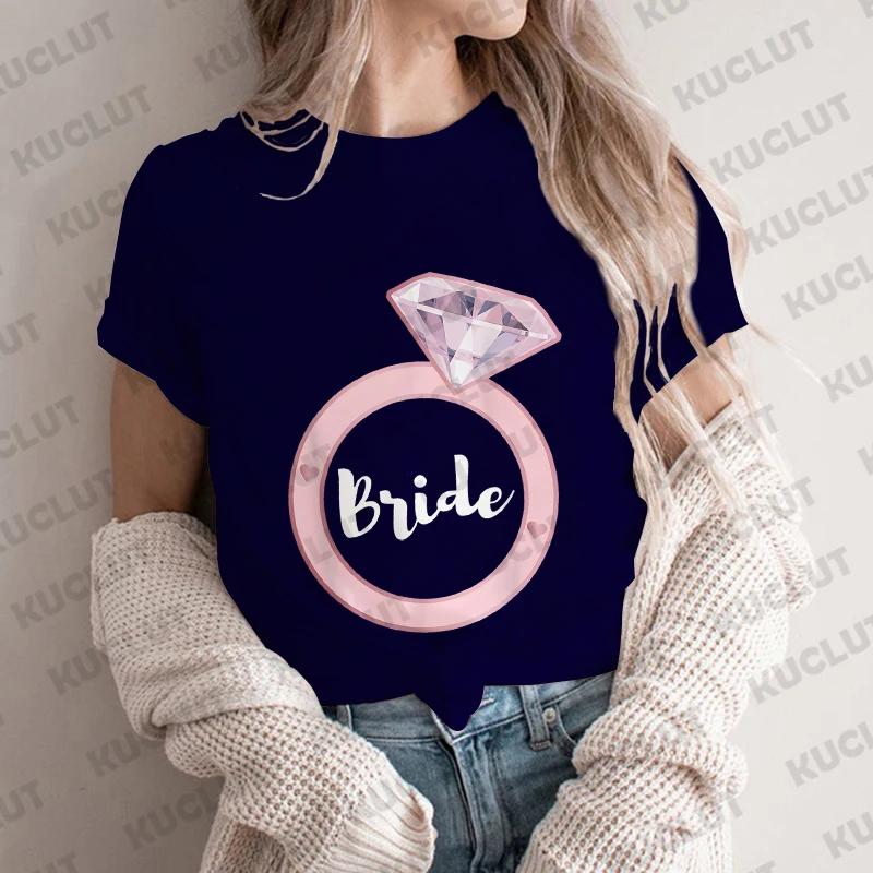 Team Braut T-Shirt Hochzeit Junggesellinnenabschied Hen Party T-Shirt Damen Ästhetische Kleidung Kurzarm T-Shirts Abschied vom Singleleben EVJF Tops