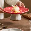 Roten Pilz Keramik Platte Neue Besteck Schüssel Hohe-suchen Tee Lebensmittel Westlichen Tablett Dekorative Nachmittag Platte Haushalt Dessert N0N0