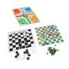4 in 1 Board Games Set Clear Pattern Foldable Portable International Checkers Flying Chess for Kids