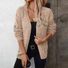 Women's Fashion Casual Solid Color V-Neck Long Sleeve Pocket Knitted Cardigan Sweater Jacket
