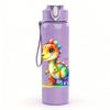 1PC Colorful Baby Dragon Cartoon Print 750ml Color Plastic Sports Water Bottle Leakproof Flip Straw Lid Suitable for Sports Office Home Use