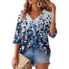 Women's Floral Print V-Neck Blouse Lightweight for Spring and Summer