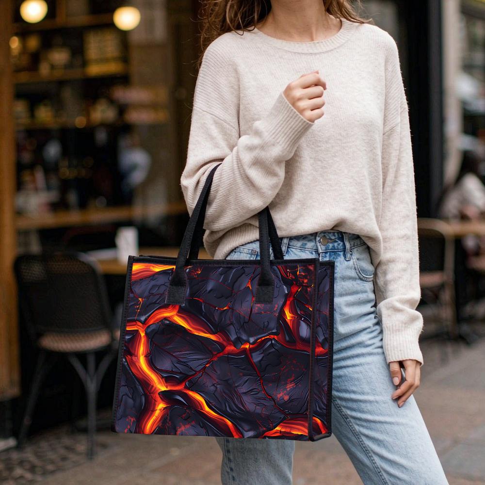 Lava Pattern Tote Bag Fashionable Casual Large Capacity Daily Shopping Shoulder Handbag