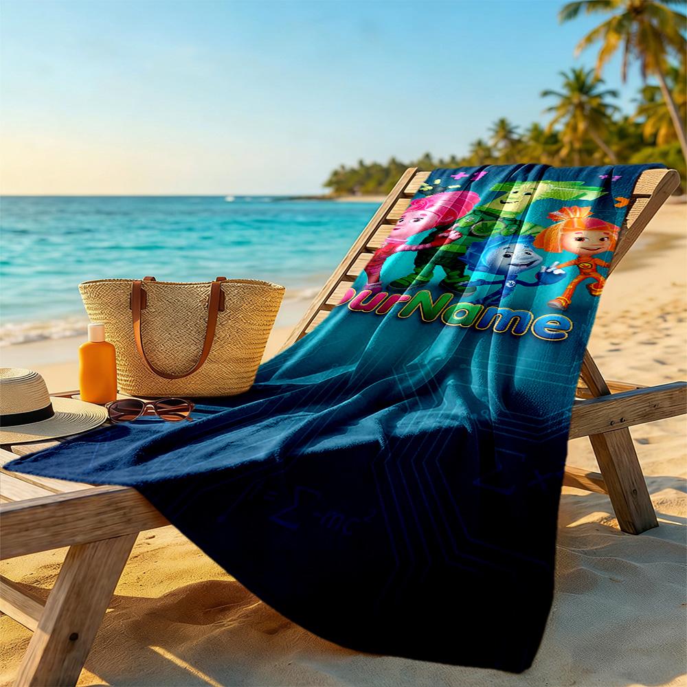 Fixies Customize Your Name Beach Towel Soft Durable Quick-Dry For Beach Bathroom Outdoor Swimming Pool Camping Picnic Yoga Diving Vacation Accessories