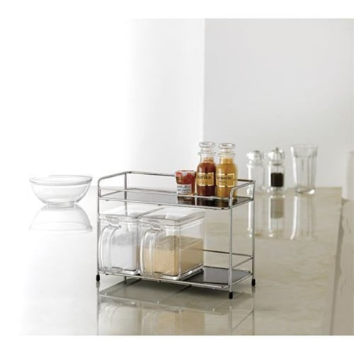 Asvel Forma Wire Rack 2, a Two-tier Kitchen Rack for Neat Storage, Silver, and Seasoning Storage, Model A2121