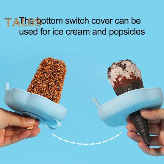 4-Pack Silicone Ice Cream Holders Leakproof Cones Popsicle Stands with Straw Holes BPA-Free Popsicle Stickiness Catcher for Melted Treats