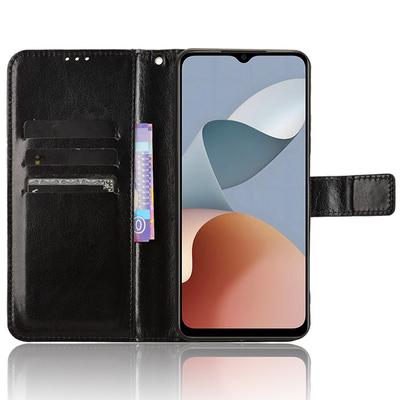 For ZTE Blade A54 Cell Phone Case Leather Wallet Crazy Horse Texture Drop-proof Shell with Stand