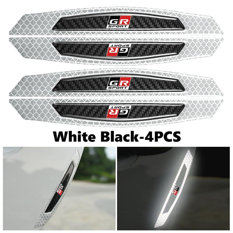 For Toyota 4Pcs Car Door Sticker Safety Warning Reflective Sticker Auto Accessories Crown GR Corolla YARIS Auris C-HR Hilux Vios