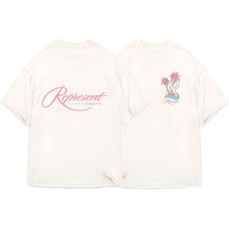 American Vintage High Street T-Shirt Cartoon Print Loose Fit Short Sleeve Men Women Teens