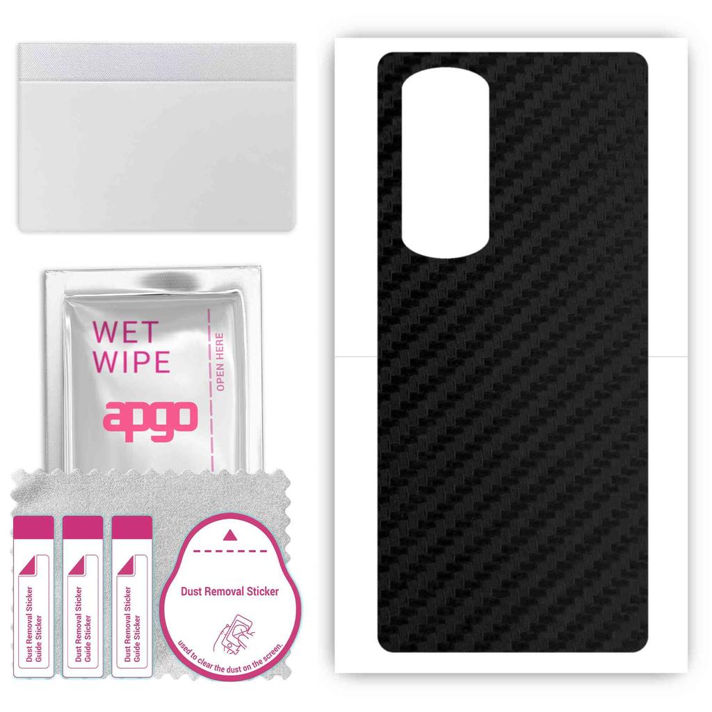 apgo Adesivo Skin Protettiva per la parte posteriore compatibile con Honor 70 Pro +, Pellicola Avvolgente, Foglio, Vinile - Modello Carbonio Nero