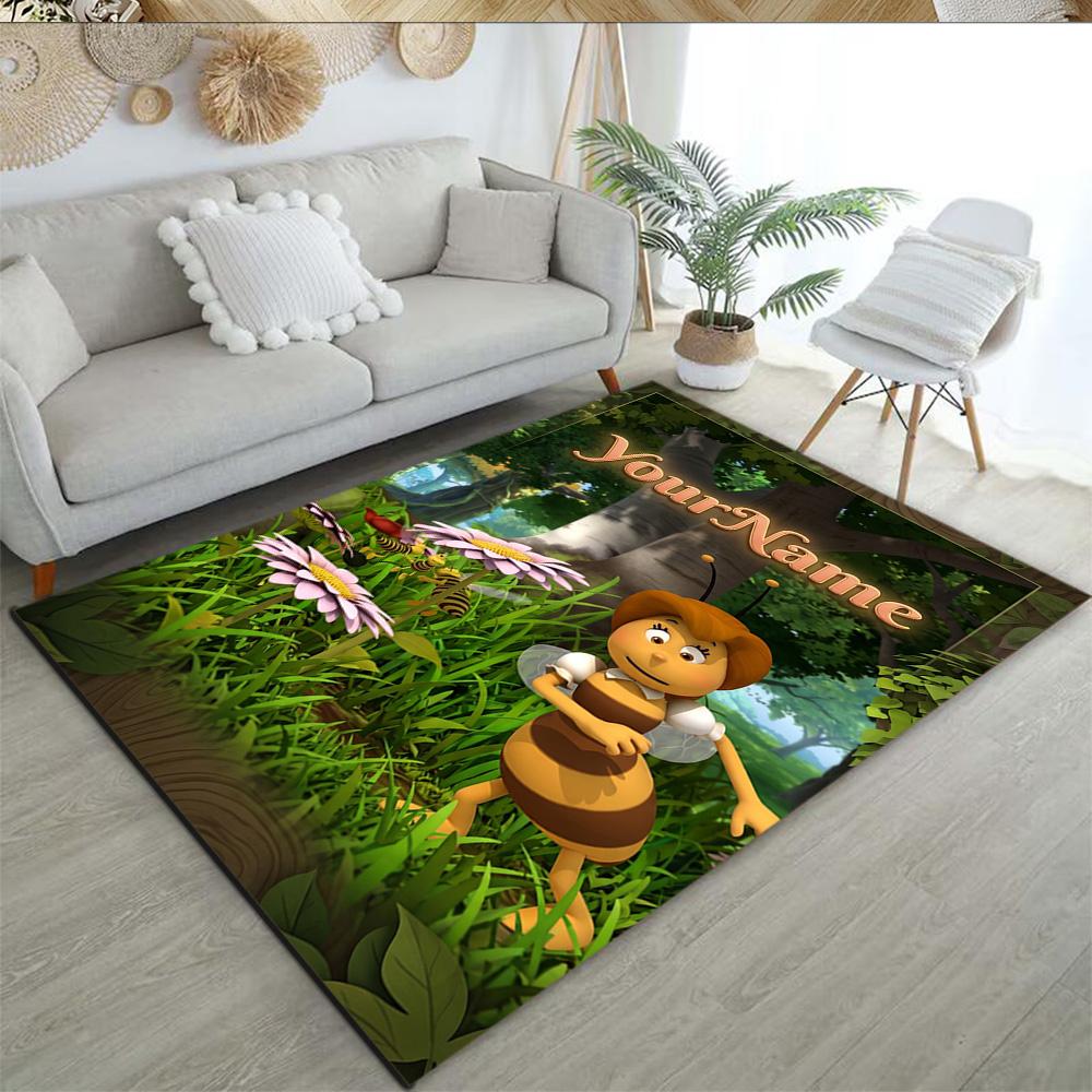 Biene Maja Customizable Name Floor Mat Perfect for Hallway Game Room Outdoor Living Rooms Antislip Carpet Office home decor Perfect Gift for Women/Men