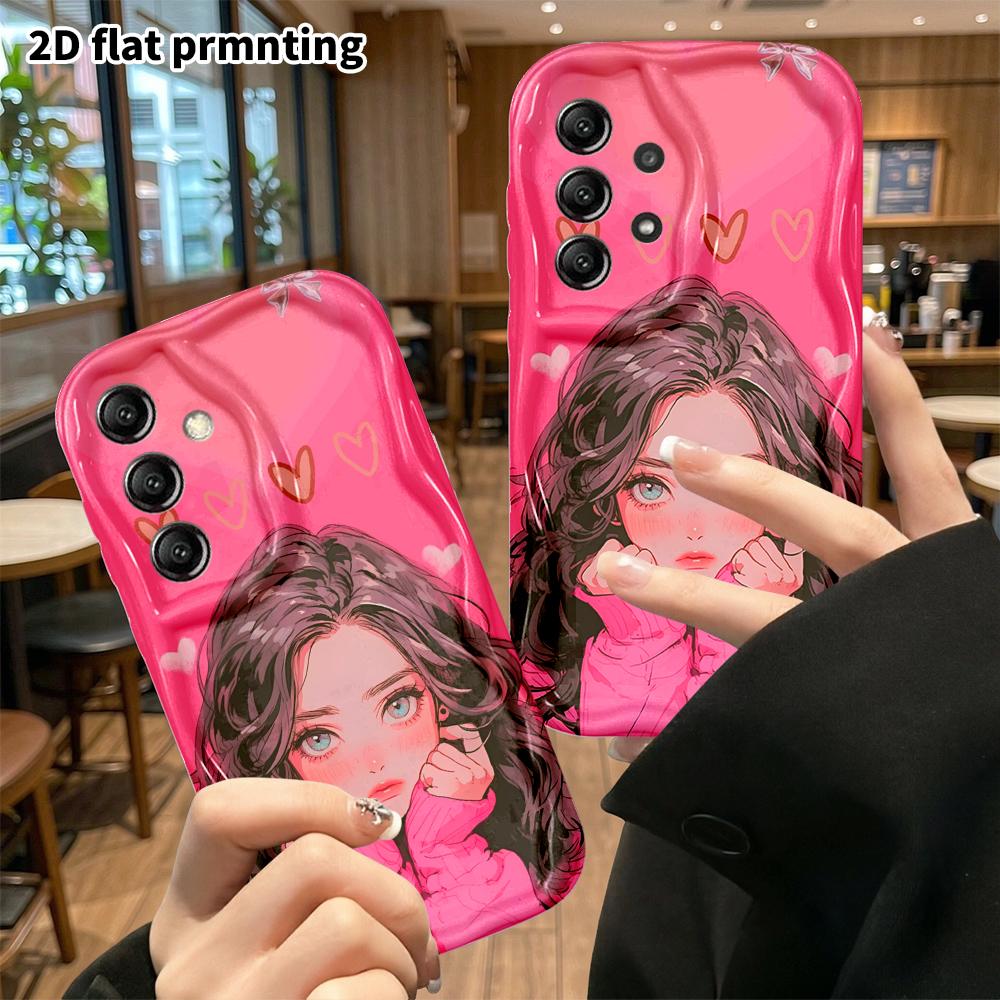 Phone Case: 2D flat, suitable for Samsung Galaxy A34 A35 M05 M06 S20 S22 S21 FE Plus 5G protective case, cute comic girl, perfect Christmas and Hallow