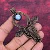 Blue Lace Agate Gemstone Pendant Copper Wire Wrapped Pendant Cow Face Jewelry