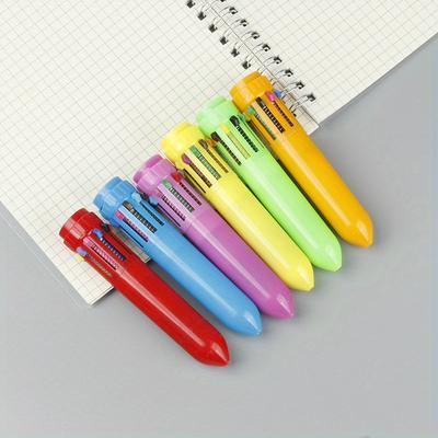Schulanfangssaison 10 Stück 0,5 mm einfacher 10-Farben-Schüler-Mehrfarb-Kugelschreiber, zehnfarbiger Cartoon-Druck-Werbekugelschreiber