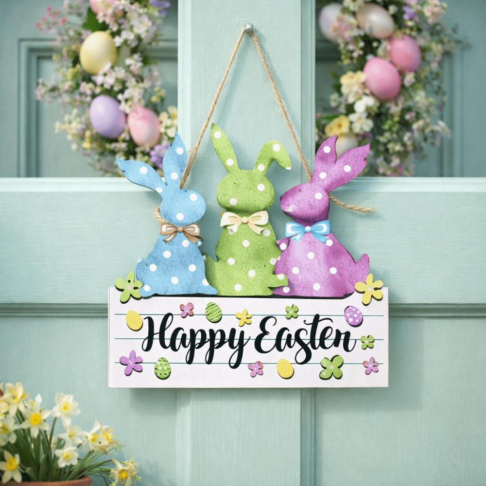 Colorful Wooden Sign Plaque Reusable Easter Welcome Sign Creative Sign Plaque Ornament  Photo Props