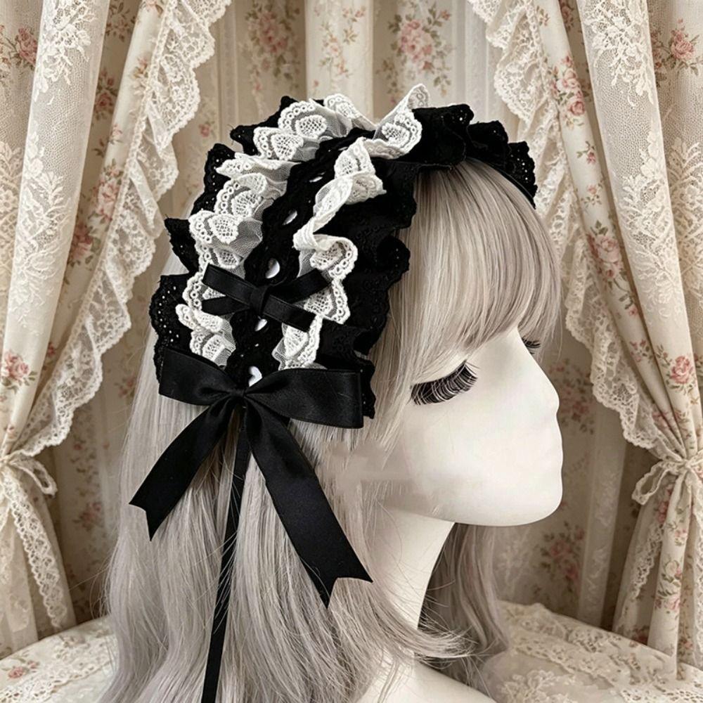 Rivet Lolita Wings Lace Headband Y2k Ruffled Hairband Cute Lolita Hair Clip  Comic Convention