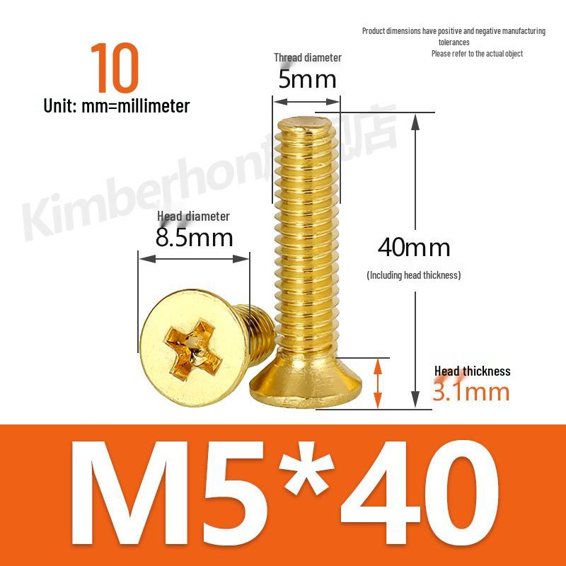 Copper Phillips Countersunk Head Machine Screws, Sizes M2–M4, Lengths 6/8/10/12mm