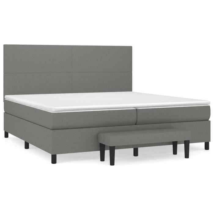 3136462 vidaXL Divan Bed with Mattress Dark Grey 200x200cm Fabric