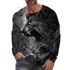 Autumn and Winter Men's Animal 3D Printed Crew Neck Long Sleeve T-Shirt