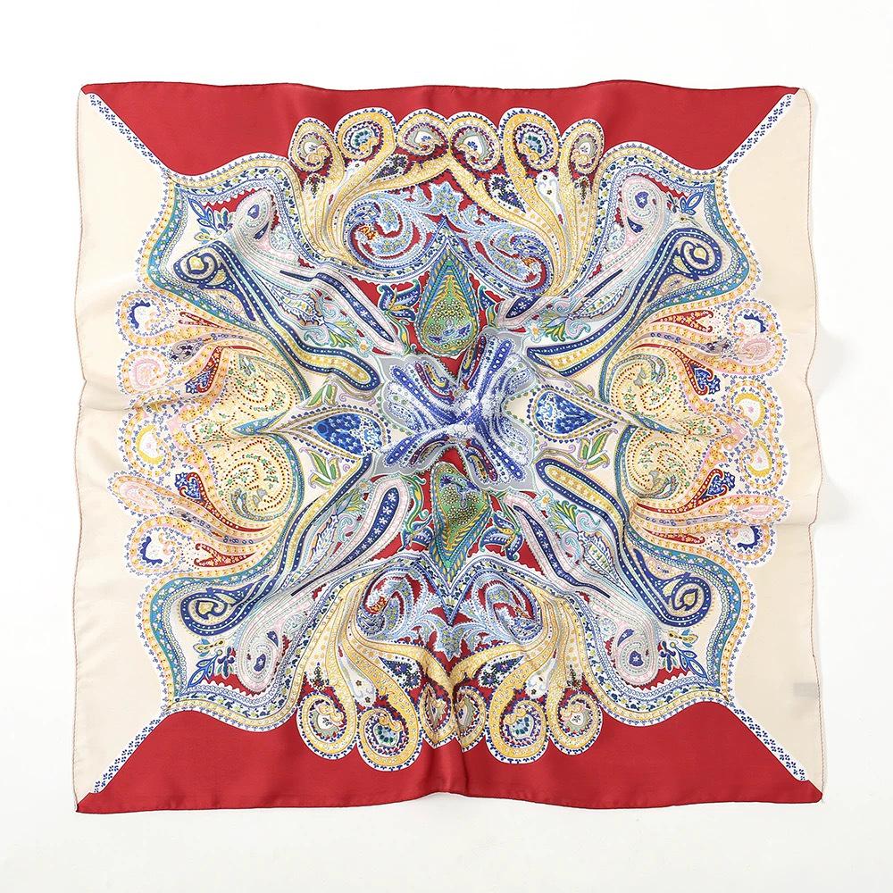 Women's French Retro Silk Cashew Scarf: Versatile Square Ribbon Headscarf