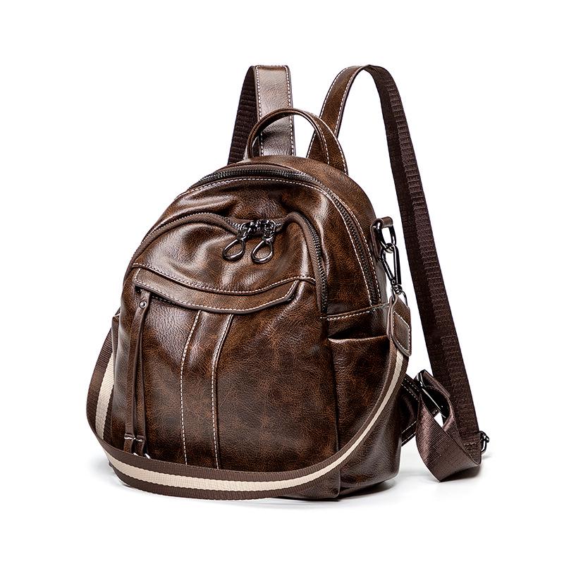 Women's Vintage Oil Wax Leather Anti-Theft Backpack - Multi-Purpose, Casual Travel & Commute Bag (Spring 2025)