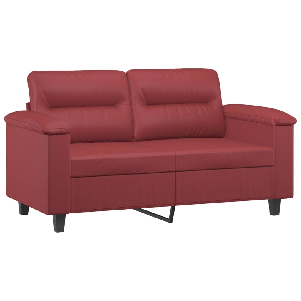 2 Piece Sofa Set with Cushions Burgundy Faux Leather