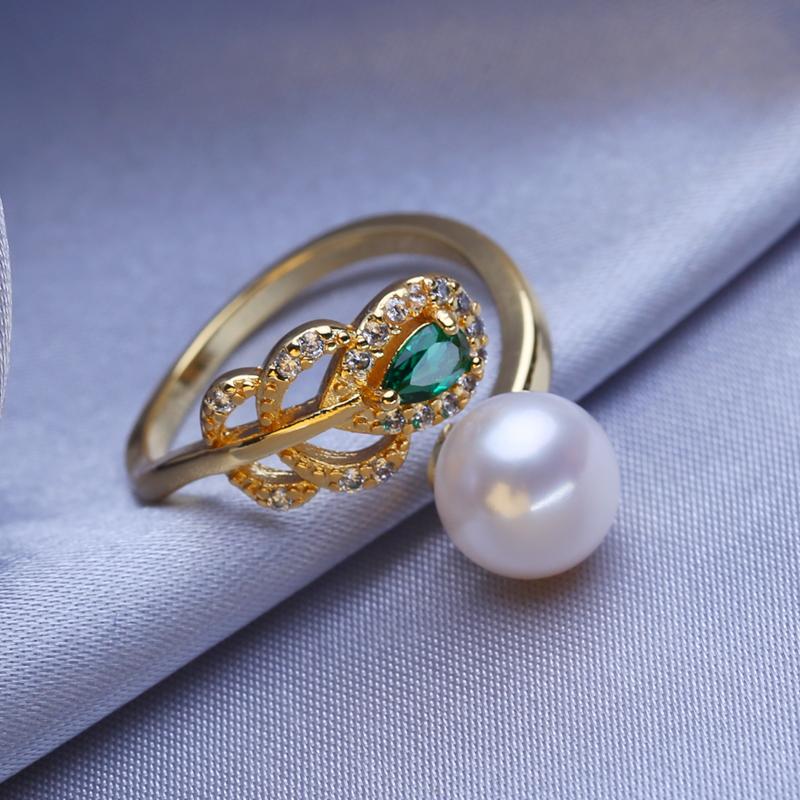 FEEYOO Natural Freshwater Pearl Rings For Women Girls Fashion Gold Color Adjustable Size Flower Ring Birthday Gift