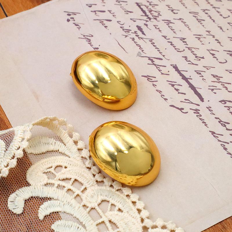 Merry Chubby Semicircular Earrings 18K Gold Plated Non-Fading Women'S Neutral Titanium Steel Stud Earrings