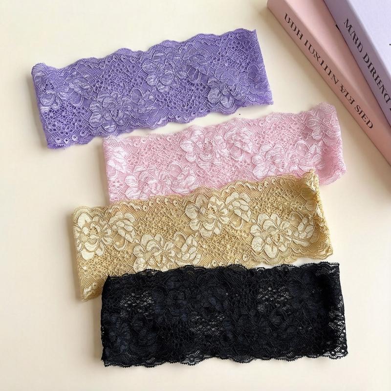 Lace Hair Band for Women, Wide Flower Headband, Elastic Hairwrap for Daily Grooming, Makeup Prep, Casual Wear, and Daily Styling