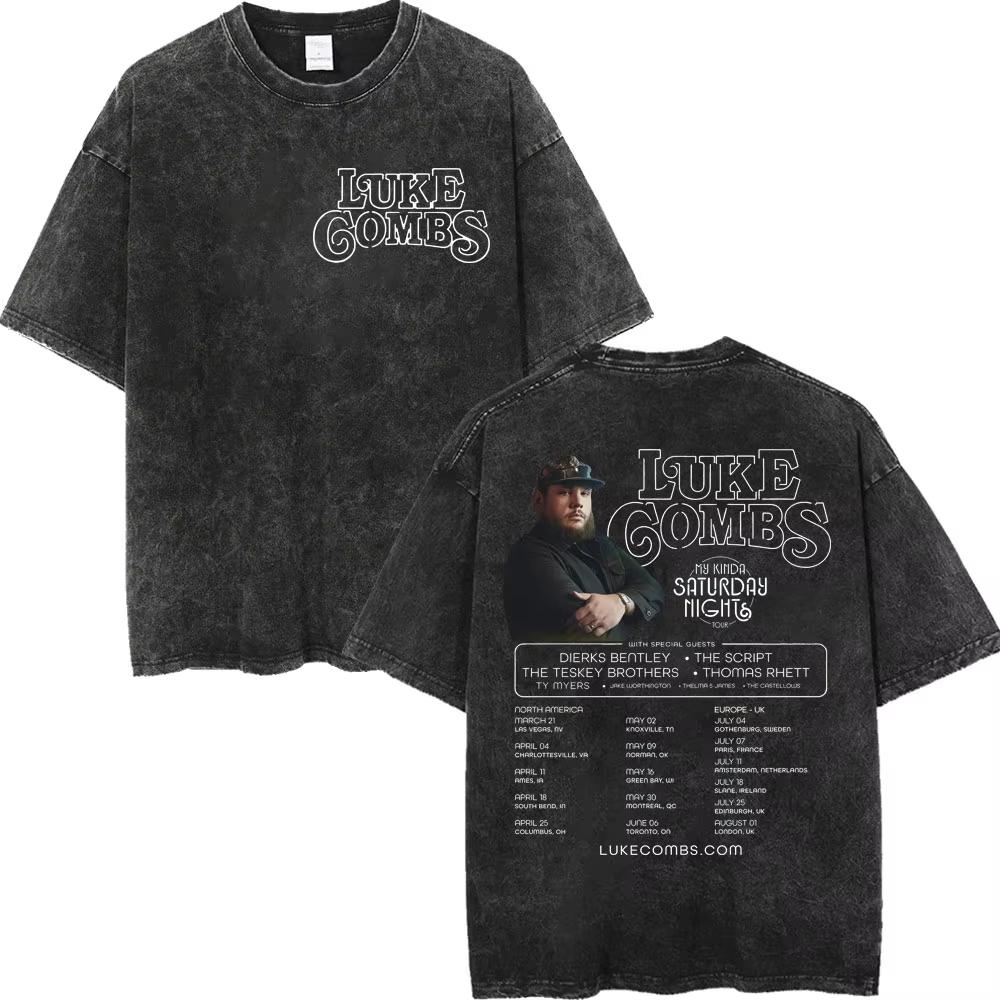 Simple Chic Street Clothing Vintage Gewassen Luke Combs Tour 2026 Merch T-shirts Mannen Vrouwen Mode Y2k Oversized T-shirt Zomer Mode Trendy Tee XXL