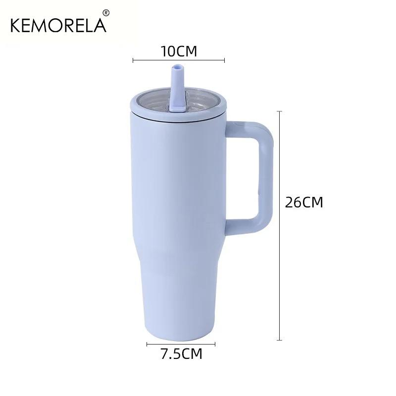  Thermos Cup 40oz Double-Layer Tumbler Ice Cup 1200ML Leak-Proof Foldable Straw Cover Direct Drinking Mouth Car Cup