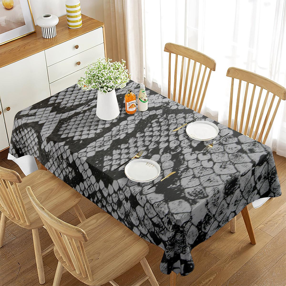 Slangenhuid Tafelkleed Wilde Dierenhuid Tijger Woondecoratie Rechthoekig Tafelkleed voor Woonkamer Eetkamer Keuken Banket Decor 90x150cm