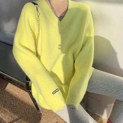 New Fashion Women Autumn Pullover Women's Knitwear Fashion Harajuku Spring V-neck Loose Colorful Sweater