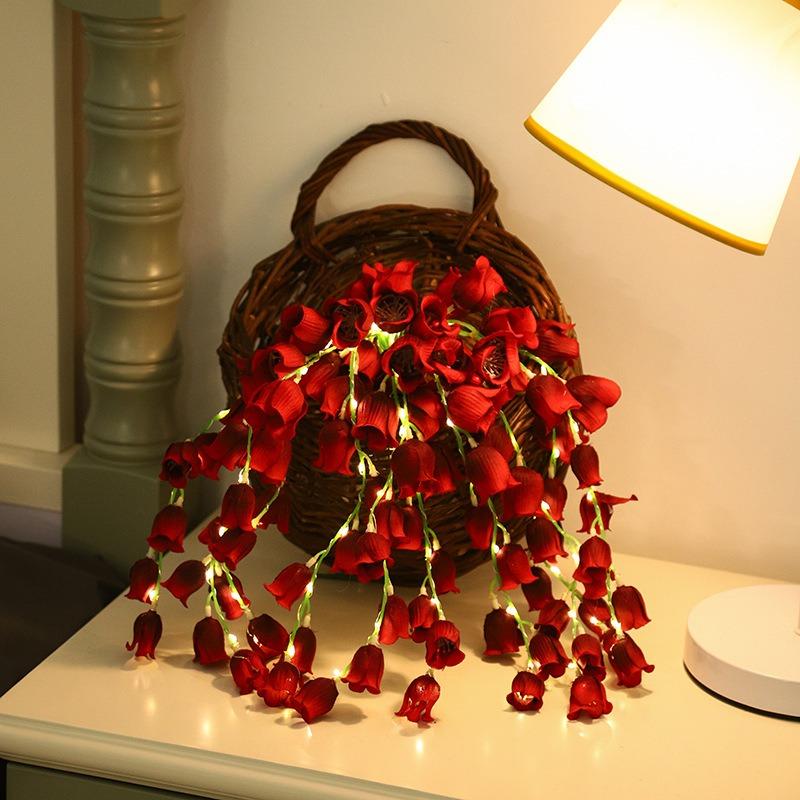

Creative LED Lily of The Valley String Lights - Realistic Flower Decor Lamps Night Lights, Perfect for Proposal Valentine’s Day No basket