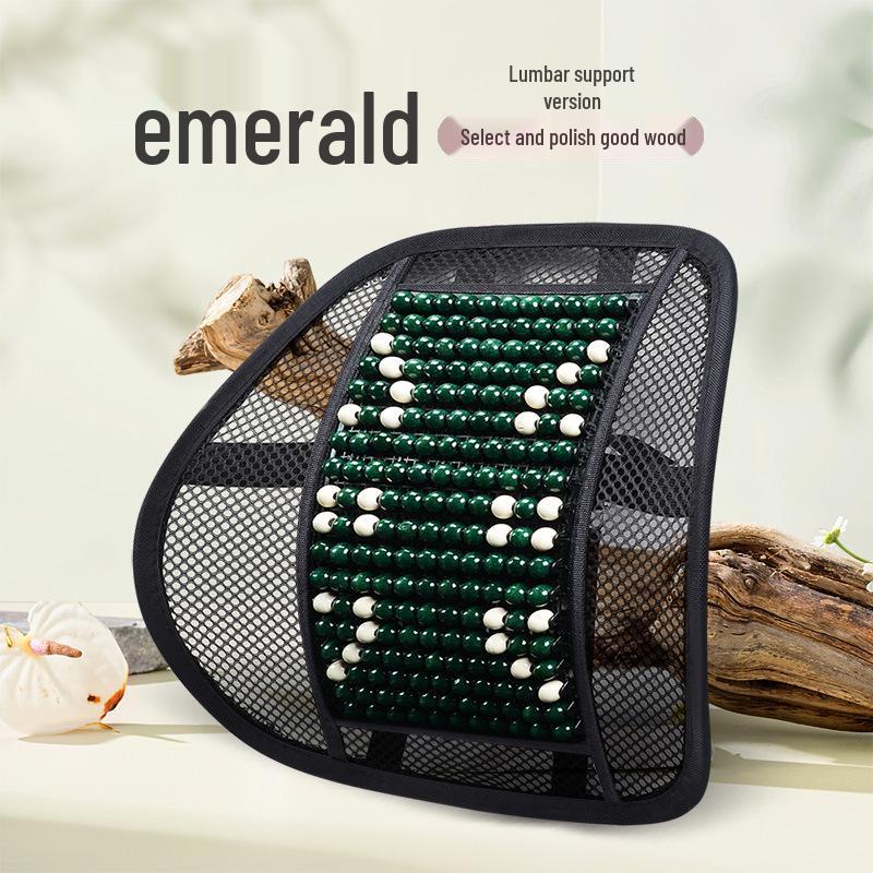 Breathable Car Lumbar Support Cushion with Wood Beads for Summer