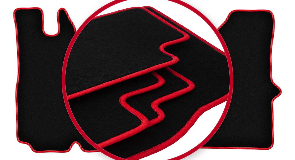 Velour floor mats with red edge for: Renault Master II Delivery Van (2003-2010)