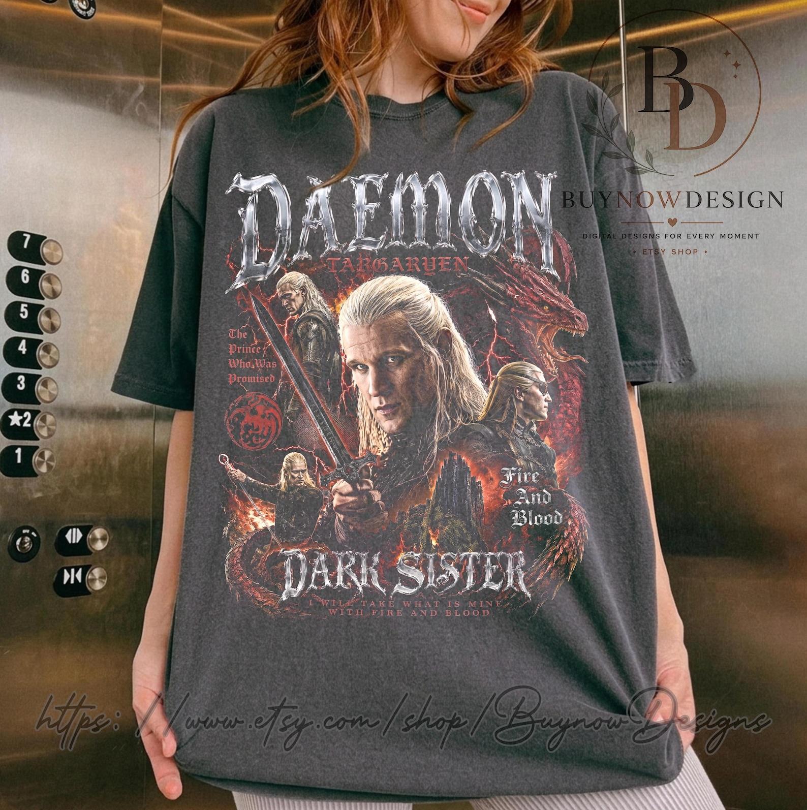 Daemon Targaryen Vintage Shirt, House of the Dragon Tee, Dark Sister Fire and Blood Merchandise, Premium Graphic T-Shirt, Gift for Fan M