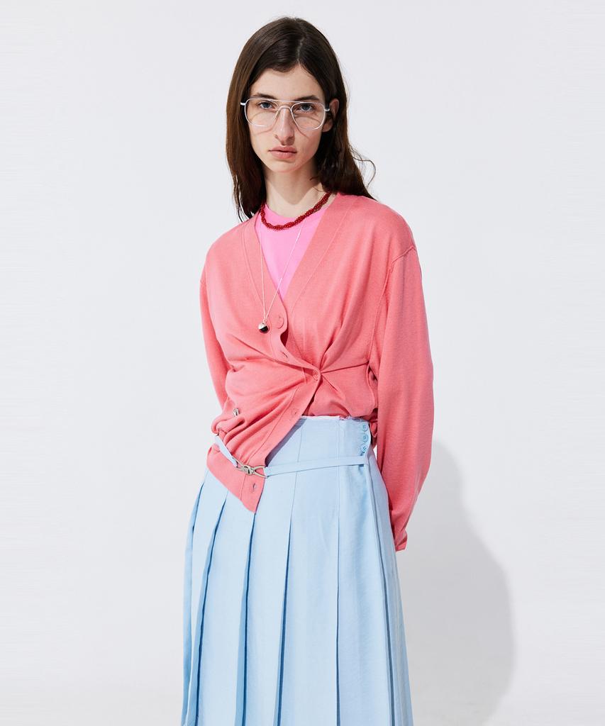 WNDERKAMMER Raw-Cut Pleats Skirt_Light Blue