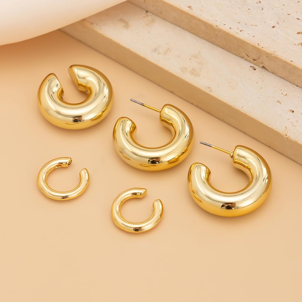 Ingemark 5 Pcs/Set Punk Minimalism Gold Color Metal Piercing Stud Earrings Women Creative CCB C-Shape Hoop Earrings New Jewelry