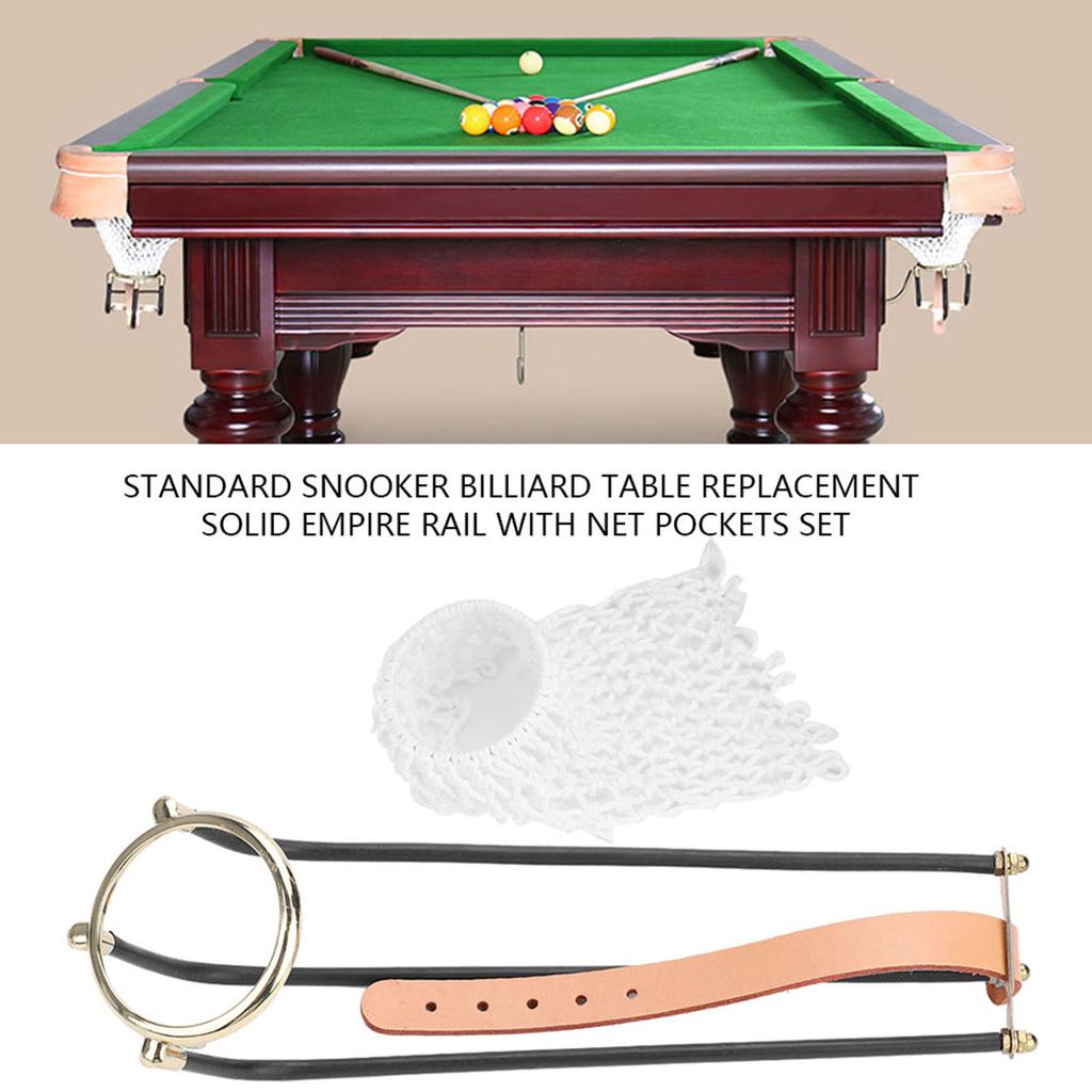 6pcs Standard Snooker Billiard Table Replacement Solid Empire Rail with Net Pockets Set