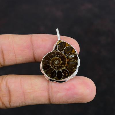 Ammonit Fossil Edelstein Anhänger Einzigartiges Design Anhänger 925 Sterling Silber Anhänger Ammonit Fossil Schmuck Handgefertigter Anhänger Geschenke für Mutter
