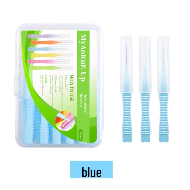 Zestaw szczoteczek międzyzębowych i ortodontycznych: 20 szczelin zębowych, mała brew, cylindryczne szczoteczki do rzęs - 20 sztuk