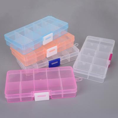10-15 Grids Plastic Transparent Storage Box Square Adjustable Organizer with Cover for Jewelry Beading Compartment Storage Case