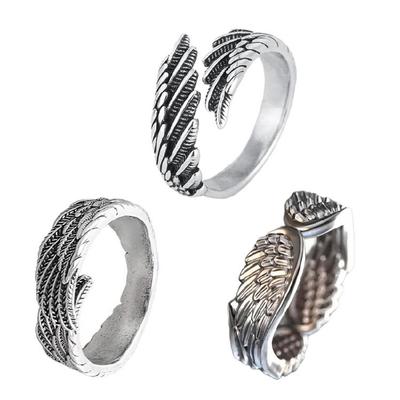 Stylish Modern Adjustable Open Toe Rings Silver Plated Alloy Body Jewelry Feather Inspired Designs for Women Men
