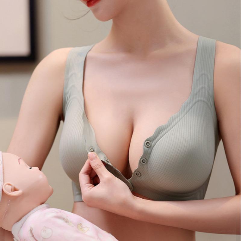 Nursing Vest Wide Shoulders Front Closure Seamless Push-up Bra Non-magnetic Supports Side Breast Tissue Wire-free
