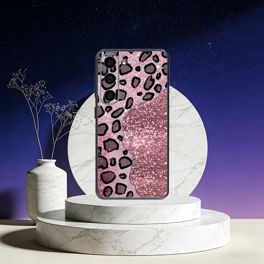 

Fashion Pink Leopard Print Phone Case For Samsung Galaxy A73,A72,A71,A70,A53,A52,A51,Others Soft Black Cover Samsung a11