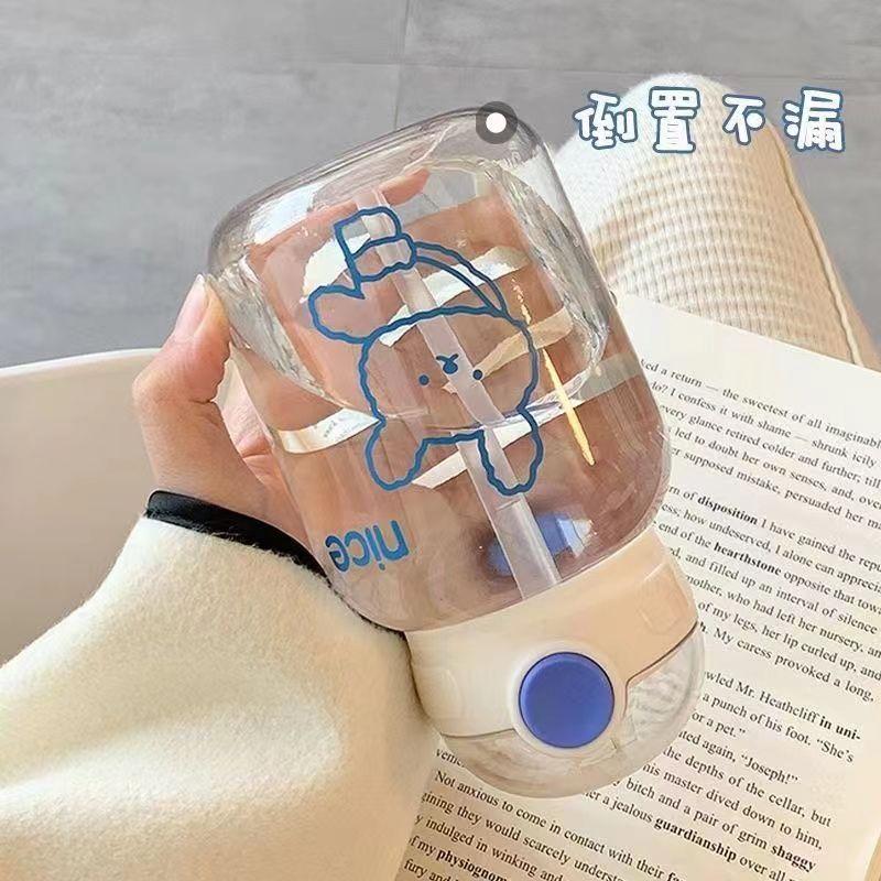 Water bottle simple ins cute high value straw cup female summer student adult girl plastic small portable water cup