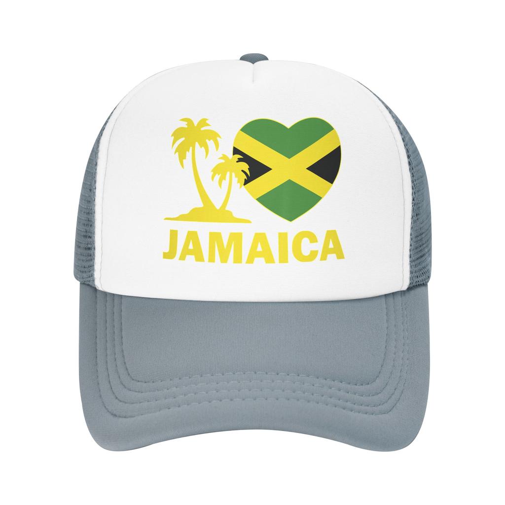 Jamaica I Love Jamaican Flag Trucker Caps Unisex Women Fashion  Hat Trucker Worker Cap Sports Cap Adjustable Mesh Baseball Cap