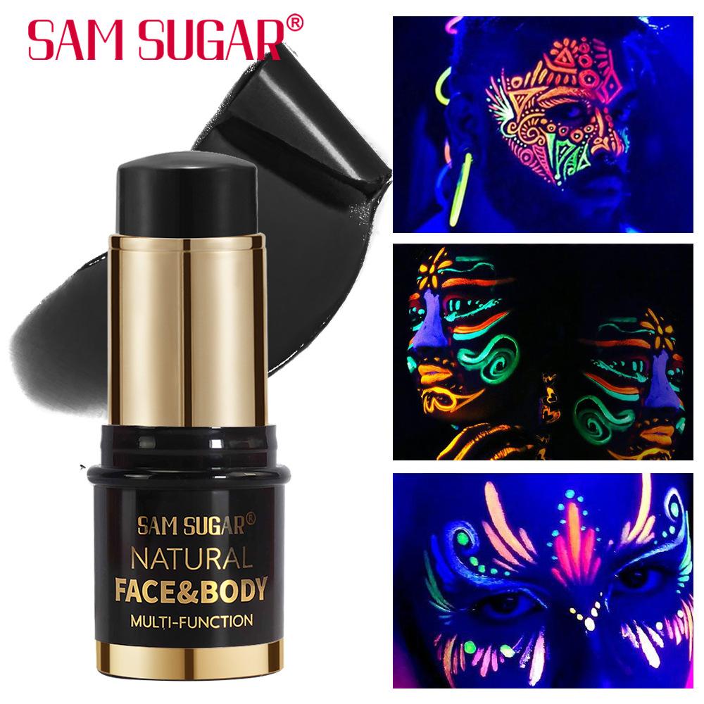 SAM SUGAR UV Glow Face and Body Paint Stick Neon Blacklight Painting Makeup Crayon for Halloween Festival Rave Party Stage Cosmetics