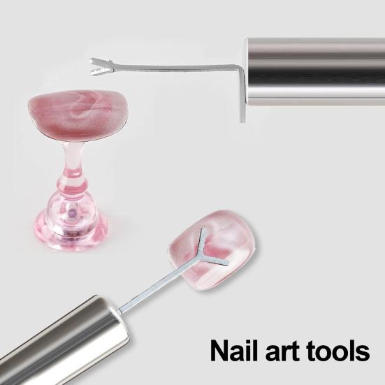 Heart Magnet Set Nail Art Tool with Y-Shaped Guide for DIY Manicure Magnetic Rods for Heart-Shaped Patterns Professional Cat Eyes Design Kit